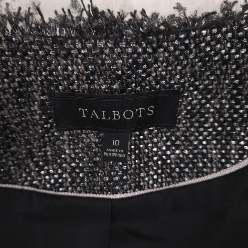 Talbots Tweed Ruffle Button Down Jacket Size 10 B… - image 8